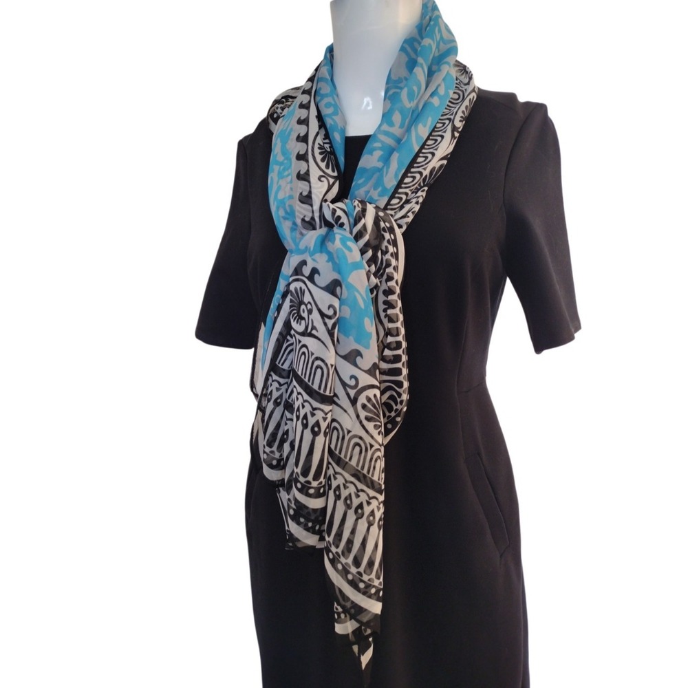 Unbranded Chiffon Scarve Wrap Covervup Women Blue Black Floral Multi Use Beach